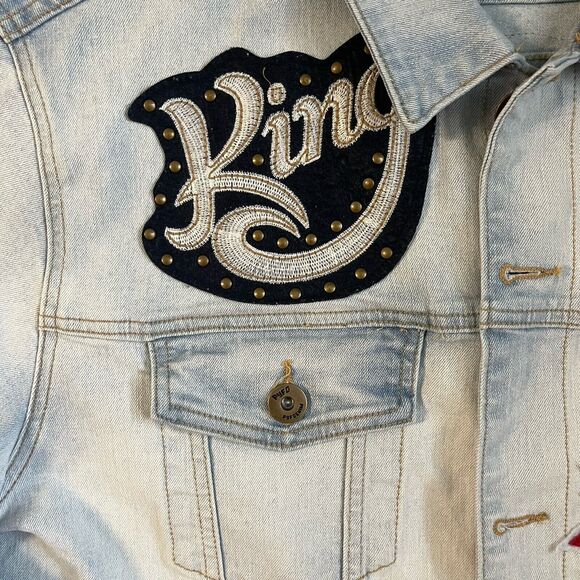 PYFD Vintage Denim Jacket Mens 2XL Guardian Angel King Streetwear Rock Hip Hop - Picture 5 of 16